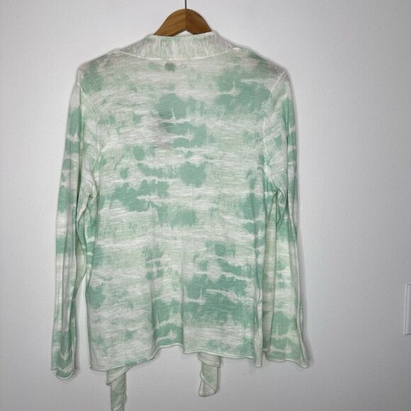 NWT Chicos Zenergy Cardigan Tie Dye Penelope Mint Seaglass Tie Front Large - Picture 2 of 9